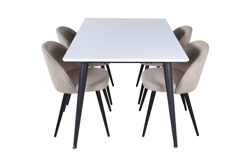 Jimmy Spisebordssæt 150 cm Rektangulær med 4 Velvet Stole - Beige - Møbler - Borde - Spisebordssæt