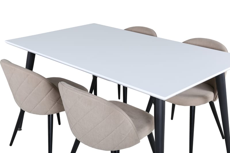 Jimmy Spisebordssæt 150 cm Rektangulær med 4 Velvet Stole - Beige - Møbler - Borde - Spisebordssæt