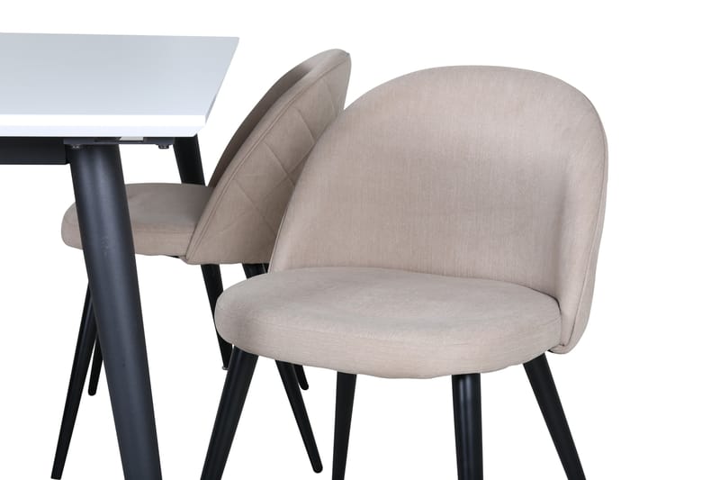 Jimmy Spisebordssæt 150 cm Rektangulær med 4 Velvet Stole - Beige - Møbler - Borde - Spisebordssæt