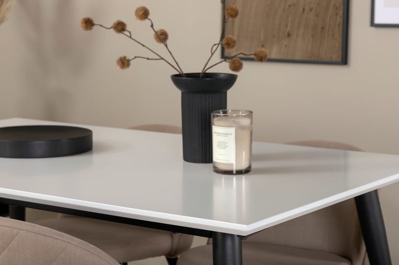Jimmy Spisebordssæt 150 cm Rektangulær med 4 Velvet Stole - Beige - Møbler - Borde - Spisebordssæt