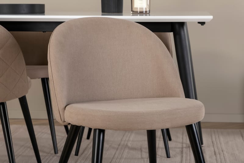 Jimmy Spisebordssæt 150 cm Rektangulær med 4 Velvet Stole - Beige - Møbler - Borde - Spisebordssæt