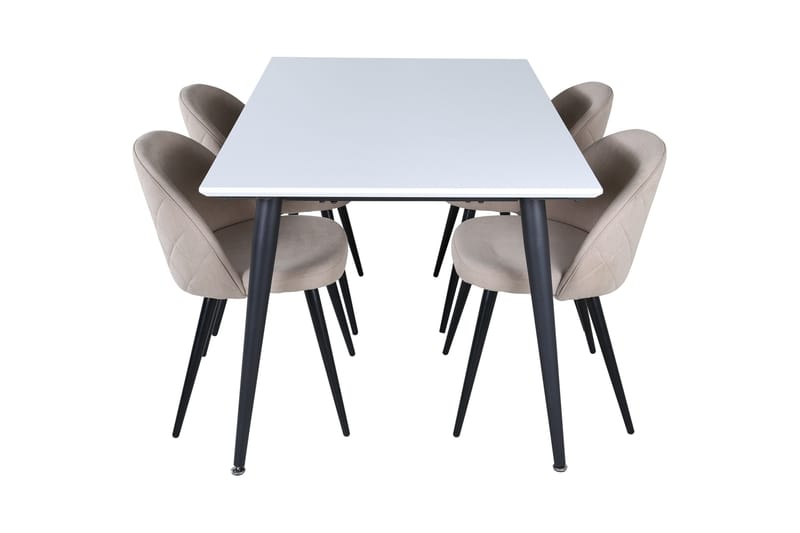 Jimmy Spisebordssæt 150 cm Rektangulær med 4 Velvet Stole - Beige - Møbler - Borde - Spisebordssæt