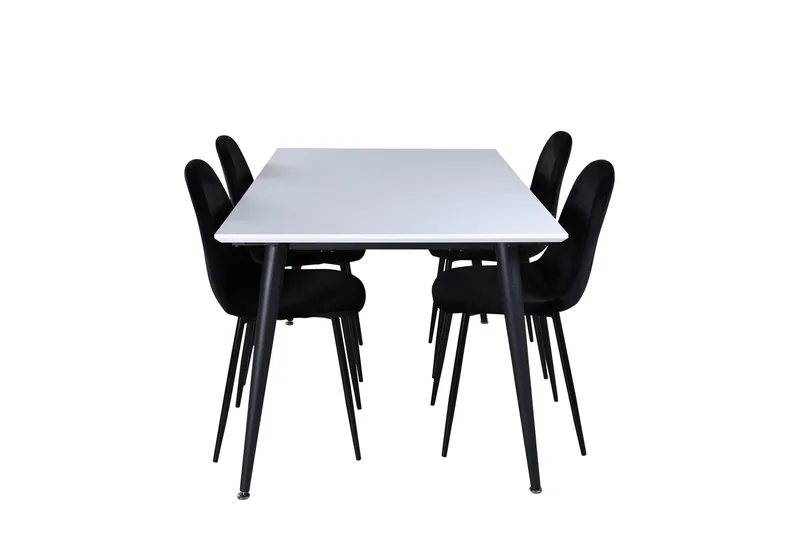 Jimmy Spisebordssæt 150 cm Rektangulær med 4 Polar Stole, Svart