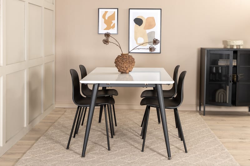 Jimmy Spisegruppe 150 cm Rektangulær med 4 Arctic stole - Svart - Møbler - Borde - Spisebordssæt