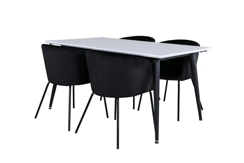 Jimmy Spisegruppe 150 cm Rektangulær med 4 Berit stole, Svart