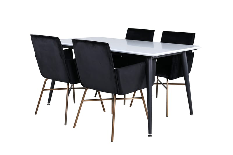 Jimmy Spisegruppe 150 cm Rektangulær med 4 Petra stole, Svart