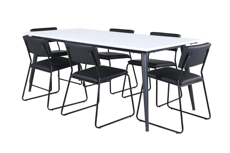 Jimmy Spisegruppe 195 cm Rektangulær med 6 Kenth Stole, Svart
