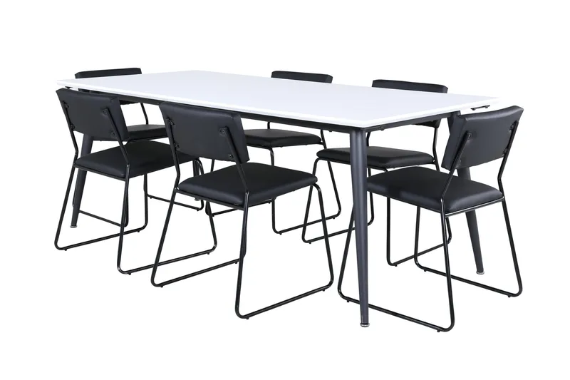 Jimmy Spisegruppe 195 cm Rektangulær med 6 Kenth Stole, Svart