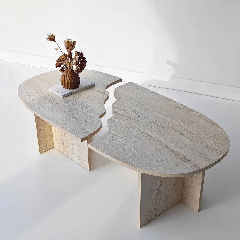 Jorvis sofabord 120 cm ovalt - Travertin - Møbler - Borde - Sofabord