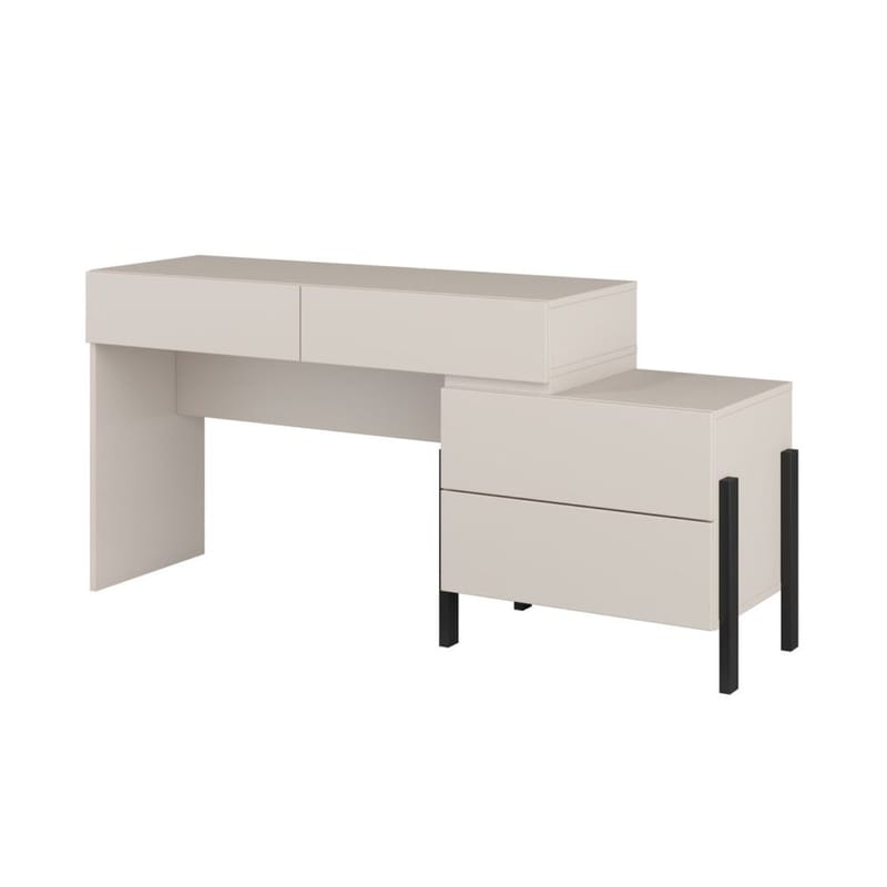 Jukon S Sminkebord med 4 Skuffer i Træ med Metalben, Lys Beige