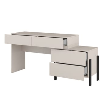 Jukon S Sminkebord med 4 Skuffer i Træ med Metalben - Lys Beige - Møbler - Borde - Sminkebord & konsolbord