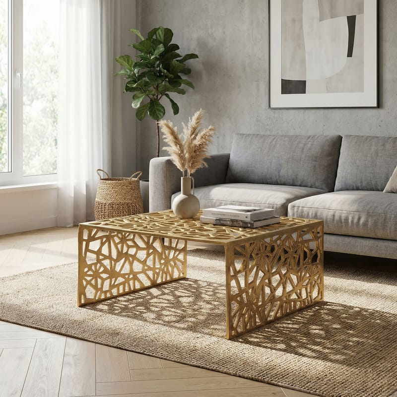 Junino 60 cm Kvadratisk Sofabord i Metal - Guld - Møbler - Borde - Sofabord