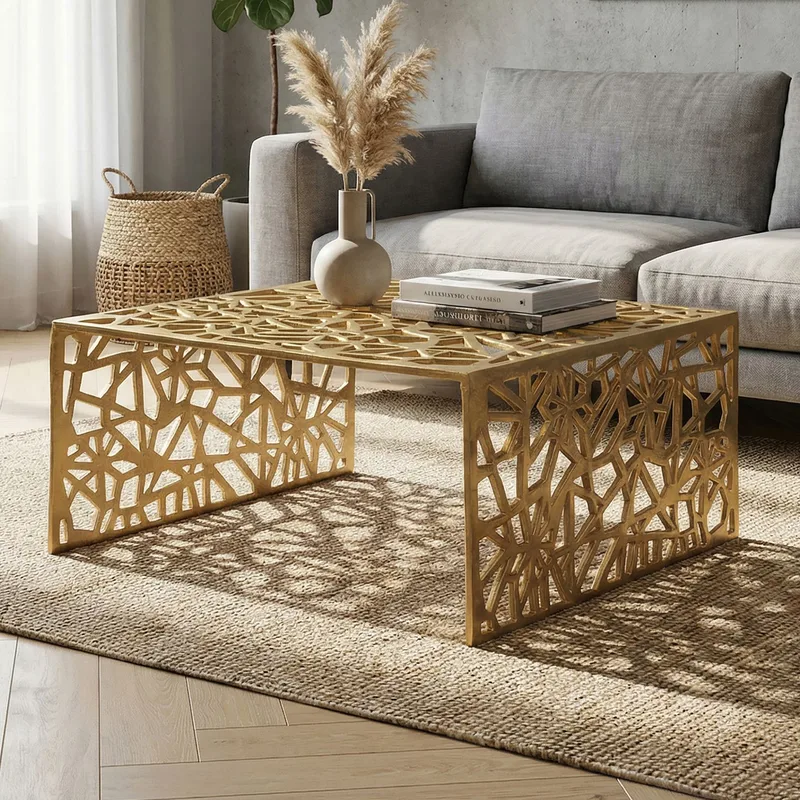 Junino 60 cm Kvadratisk Sofabord i Metal - Guld - Møbler - Borde - Sofabord