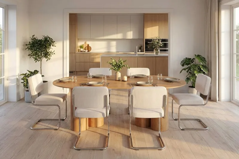Juno Spisebord Oval 220×100 cm Finér - Eg - Møbler - Borde - Spisebord og køkkenbord