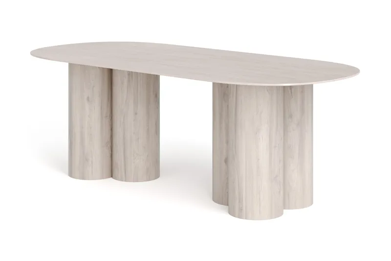 Juno Spisebord Oval 220×100 cm Finér, Hvidbejdset eg