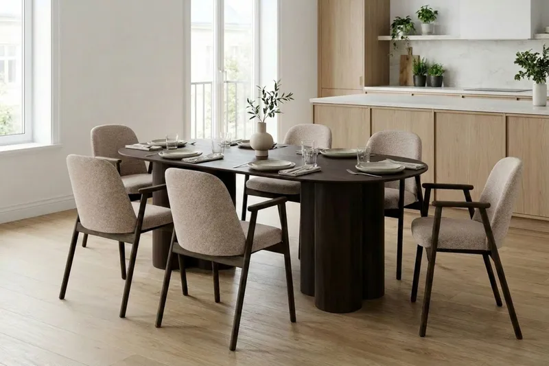 Juno Spisebord Oval 220×100 cm Finér - Røget eg - Møbler - Borde - Spisebord og køkkenbord