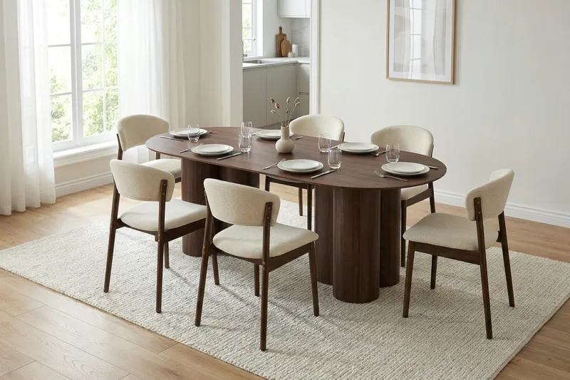 Juno Spisebord Oval 220×100 cm Finér - Valnød - Møbler - Borde - Spisebord og køkkenbord
