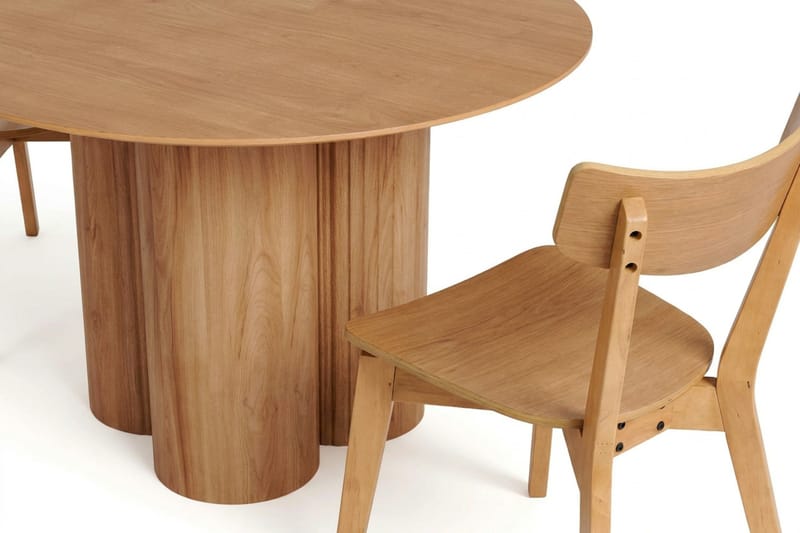 Juno spisegruppe 110 cm rund i eg med 4 Amelia spisestole - Eg - Møbler - Borde - Spisebordssæt