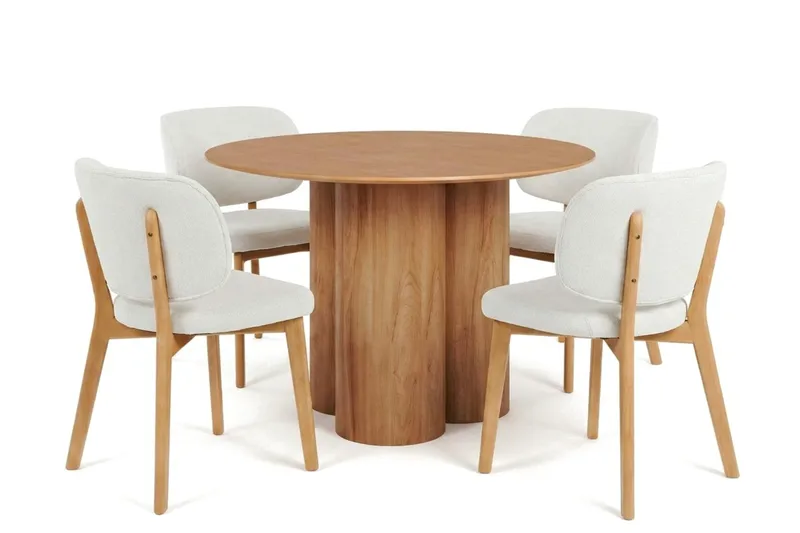 Juno spisegruppe 110 cm rund i eg med 4 Eira spisestole, Eg