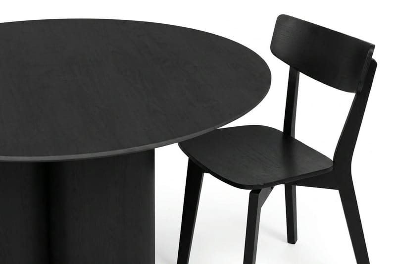 Juno spisegruppe 110 cm rund i sort med 4 Amelia spisestole - Sort - Møbler - Borde - Spisebordssæt