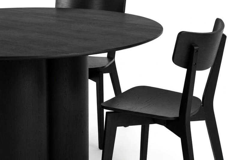 Juno spisegruppe 130 cm rund i sort med 6 Amelia spisestole - Sort - Møbler - Borde - Spisebordssæt