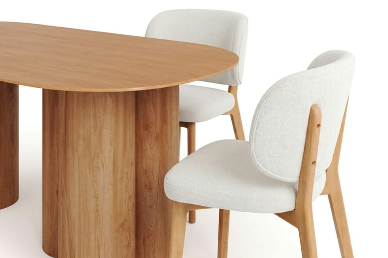 Juno spisegruppe 220 cm rektangulær i eg med 6 Eira spisestole - Eg - Møbler - Borde - Spisebordssæt