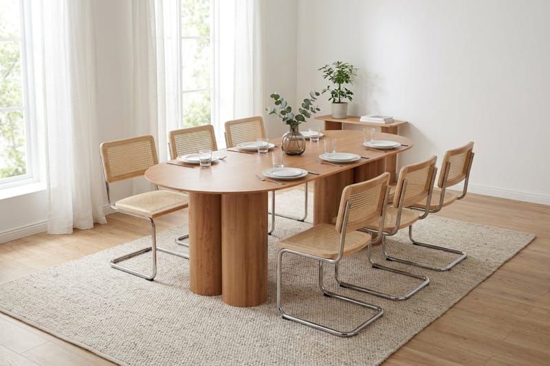 Juno spisegruppe rektangulær 220 cm eg med 6 Build spisestole - Eg - Møbler - Borde - Spisebordssæt
