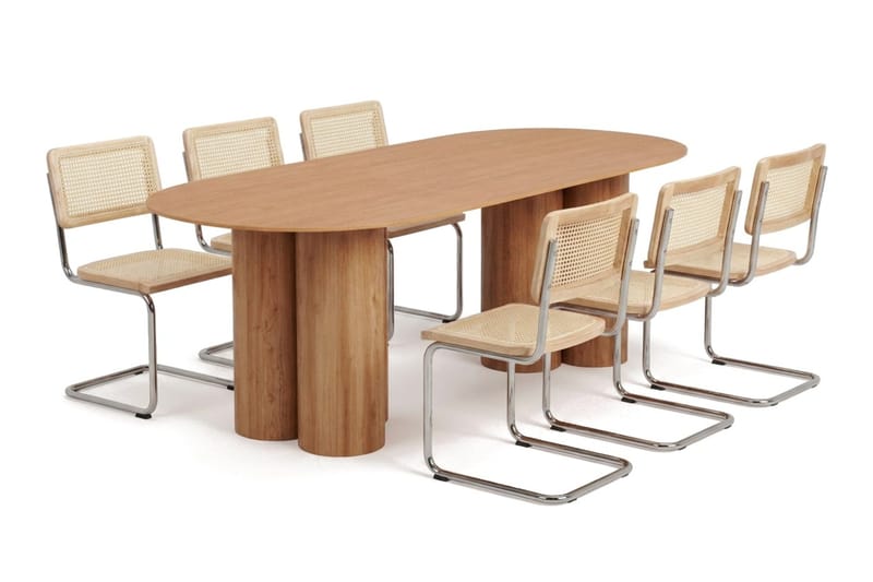 Juno spisegruppe rektangulær 220 cm eg med 6 Build spisestole - Eg - Møbler - Borde - Spisebordssæt
