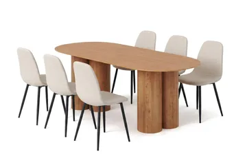 Beige/metallben sort - Valnød