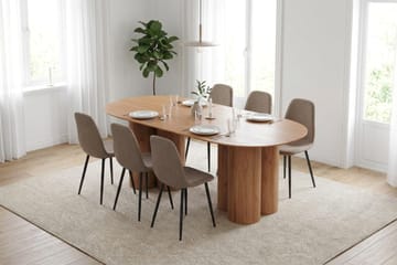 Juno spisegruppe rektangulær 220 cm eg med 6 Nibe spisebordsstole - Eg - Møbler - Borde - Spisebordssæt