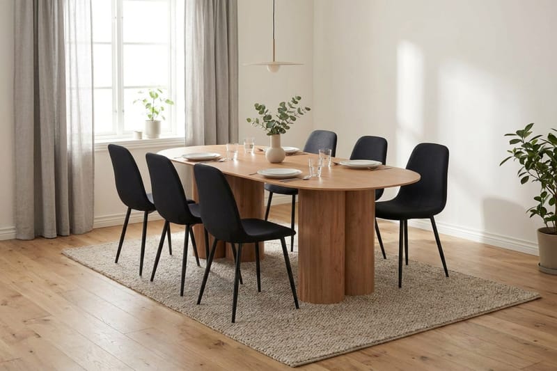 Juno spisegruppe rektangulær 220 cm eg med 8 Nibe spisebordsstole - Eg - Møbler - Borde - Spisebordssæt