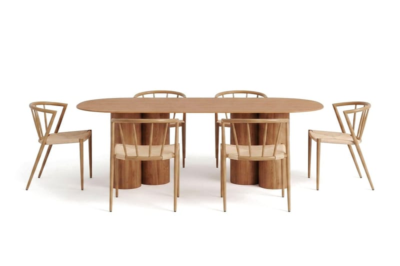 Juno spisegruppe rektangulær 220 cm eg med 8 Winston spisebordsstole - Eg - Møbler - Borde - Spisebordssæt