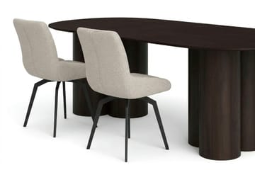 Juno spisegruppe rektangulær 220 cm røget eg med 6 Mora spisebordsstole - Røget eg - Møbler - Borde - Spisebordssæt