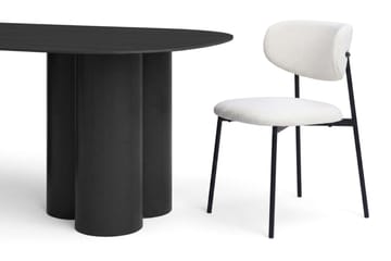 Juno spisegruppe rektangulær 220 cm sort med 6 Lucy spisebordsstole - Sortbejdset eg - Møbler - Borde - Spisebordssæt