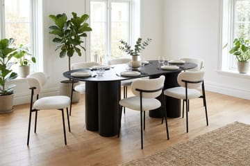 Juno spisegruppe rektangulær 220 cm sort med 6 Lucy spisebordsstole - Sortbejdset eg - Møbler - Borde - Spisebordssæt
