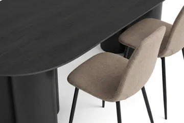 Juno spisegruppe rektangulær 220 cm sort med 6 Nibe spisebordsstole - Sortbejdset eg - Møbler - Borde - Spisebordssæt