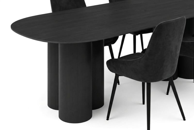 Juno spisegruppe rektangulær 220 cm sort med 8 Alsarp spisebordsstole - Sort - Møbler - Borde - Spisebordssæt