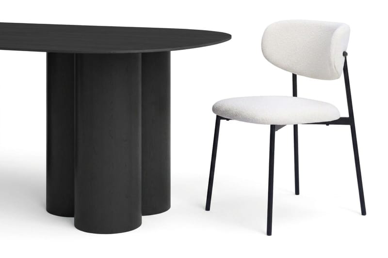 Juno spisegruppe rektangulær 220 cm sort med 8 Lucy spisebordsstole - Sort - Møbler - Borde - Spisebordssæt