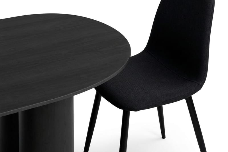 Juno spisegruppe rektangulær 220 cm sort med 8 Nibe spisebordsstole - Sort - Møbler - Borde - Spisebordssæt