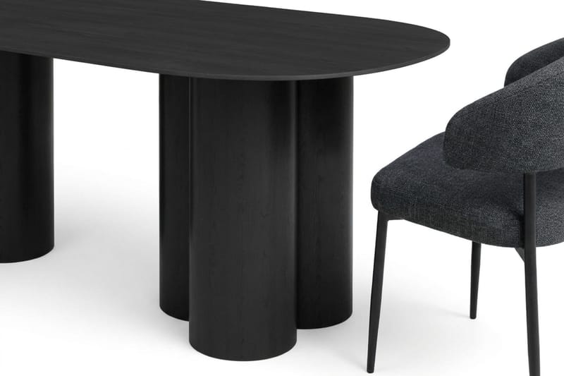 Juno spisegruppe rektangulær 220 cm sort med 8 Sawako spisebordsstole - Sort - Møbler - Borde - Spisebordssæt