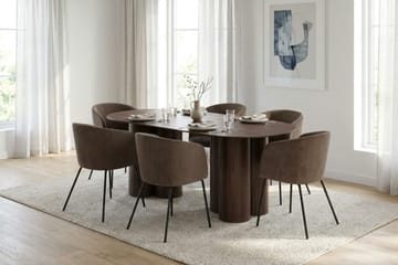 Juno spisegruppe rektangulær 220 cm valnød med 6 Berit spisebordsstole - Valnød - Møbler - Borde - Spisebordssæt