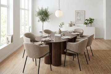 Juno spisegruppe rektangulær 220 cm valnød med 6 Filip spisebordsstole - Valnød - Møbler - Borde - Spisebordssæt