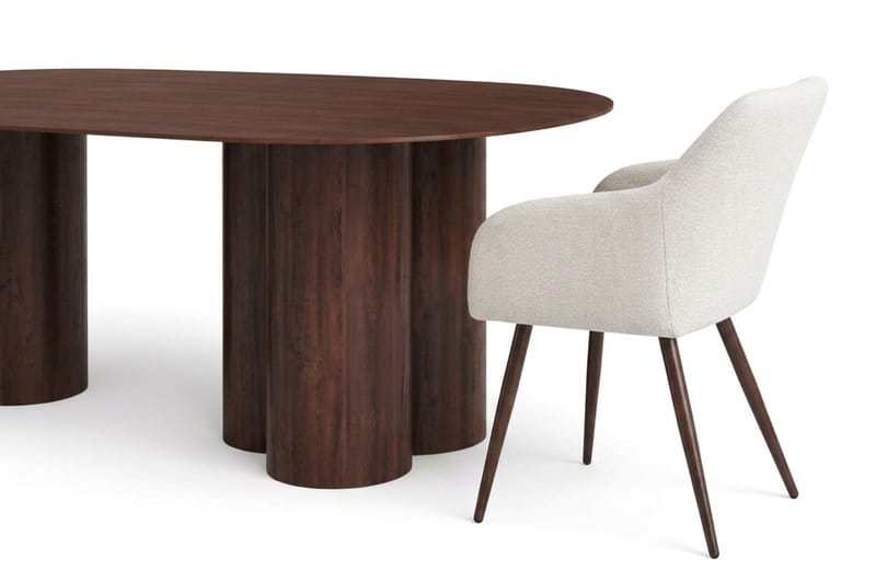 Juno spisegruppe rektangulær 220 cm Valnød med 6 Filippa-spisestole - Valnød - Møbler - Borde - Spisebordssæt