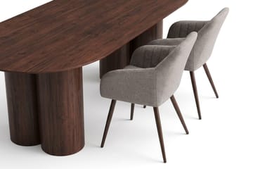 Juno spisegruppe rektangulær 220 cm Valnød med 6 Filippa-spisestole - Valnød - Møbler - Borde - Spisebordssæt