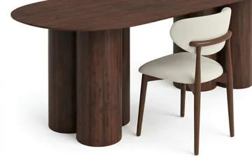 Juno spisegruppe rektangulær 220 cm valnød med 6 Molly spisestole - Valnød - Møbler - Borde - Spisebordssæt