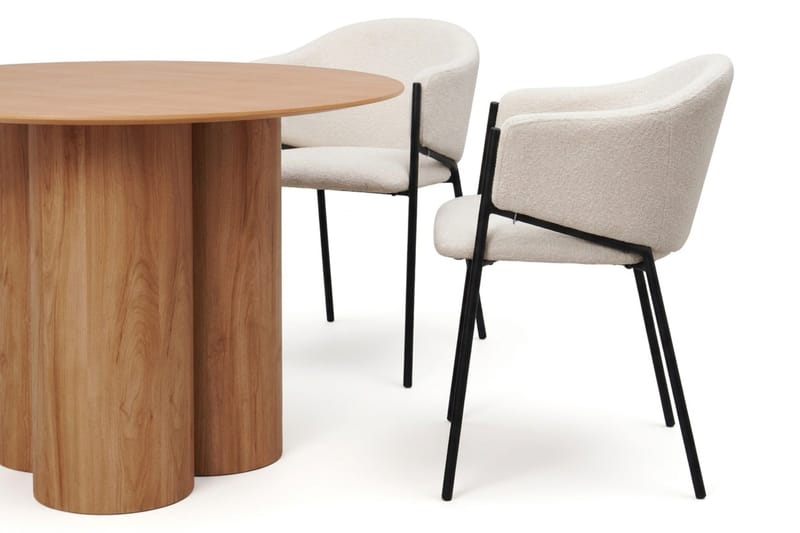 Juno spisegruppe rund 110 cm eg med 4 Filip spisebordsstole - Eg - Møbler - Borde - Spisebordssæt