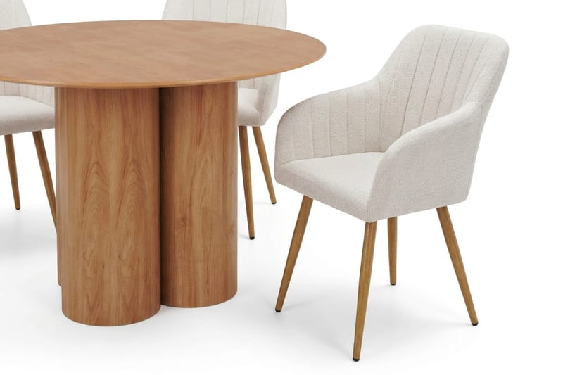 Juno spisegruppe rund 110 cm eg med 4 Filippa spisestole - Eg - Møbler - Borde - Spisebordssæt