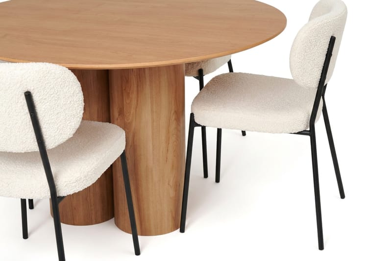 Juno spisegruppe rund 110 cm eg med 4 Gemmiano spisebordsstole - Eg - Møbler - Borde - Spisebordssæt