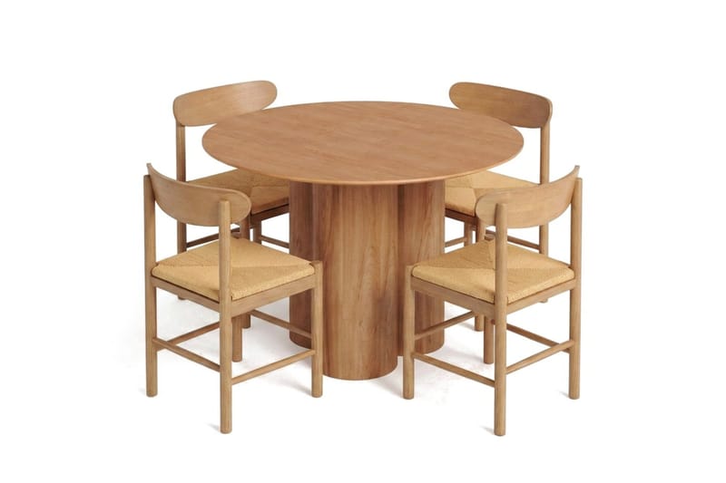 Juno spisegruppe rund 110 cm eg med 4 Malte spisestole - Møbler - Borde - Spisebordssæt
