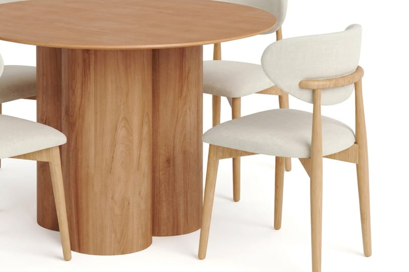 Juno spisegruppe rund 110 cm eg med 4 Molly-spisestole - Eg - Møbler - Borde - Spisebordssæt